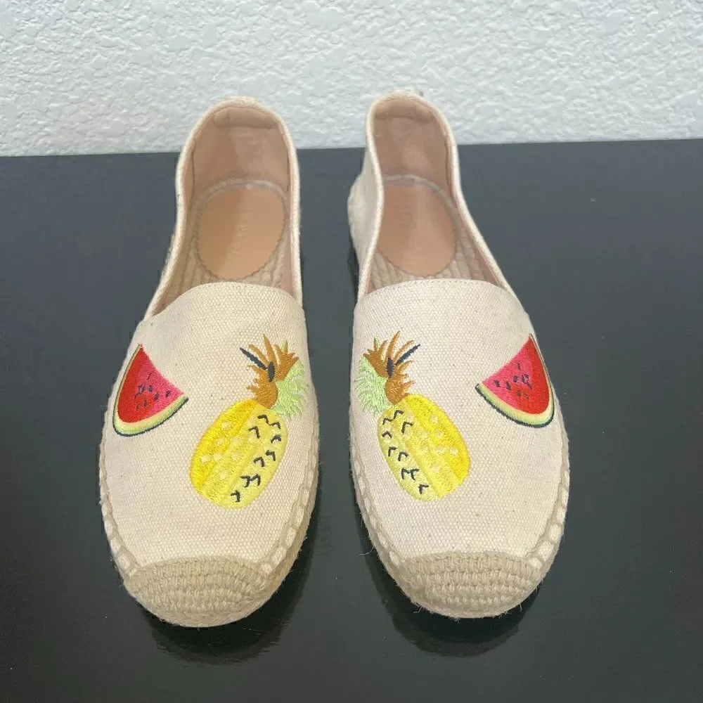 J. Crew Embroidered Fruit Canvas Espadrilles Size 7.5